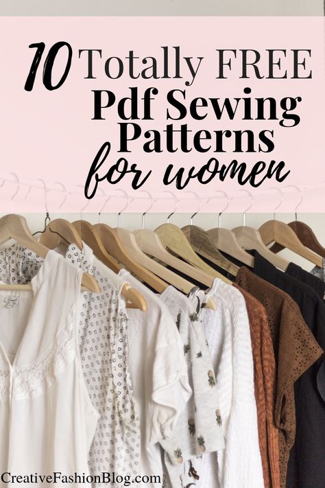 Ten of the best free sewing patterns for women. Each pdf pattern comes with an instant download file to make your own tops, dresses, skirts, tunic, and more. These sewing patterns are perfect for the beginner as well as more experienced sewist. #sew #pdf #pdfpatterns Wardrobes, Capsule Wardrobe, Diy Clothing, Sew Ins, Used Clothing Stores, Clothing Patterns, Clothes Sewing Patterns, Fashion Sewing Pattern, Closet
