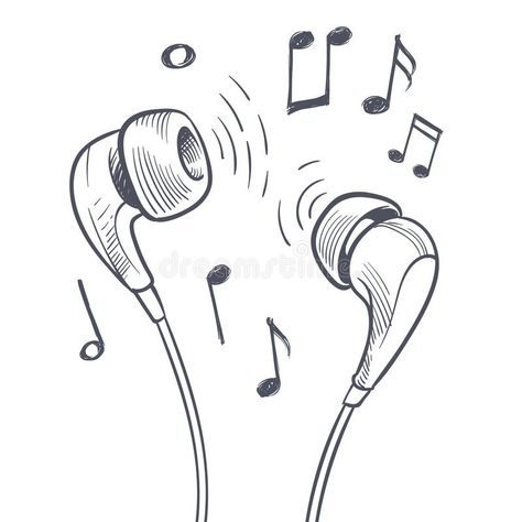 Doodle Music Art, Music Is Life Drawing, How To Draw Music, Music Diary Ideas, Person Listening To Music Drawing, Listening Music Drawing, Music Notes Doodle, Lost Draw Feeling, Music Related Art