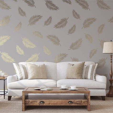 Palm Leaves Pattern Wall Stencil Create a Stunning Wall | Etsy Home Décor, Design, Wall Paint Patterns, Wall Paint Designs, Wall Stencil Patterns, Large Wall Stencil, Wall Stencil Designs, Accent Wall Stencil, Wall Painting Decor