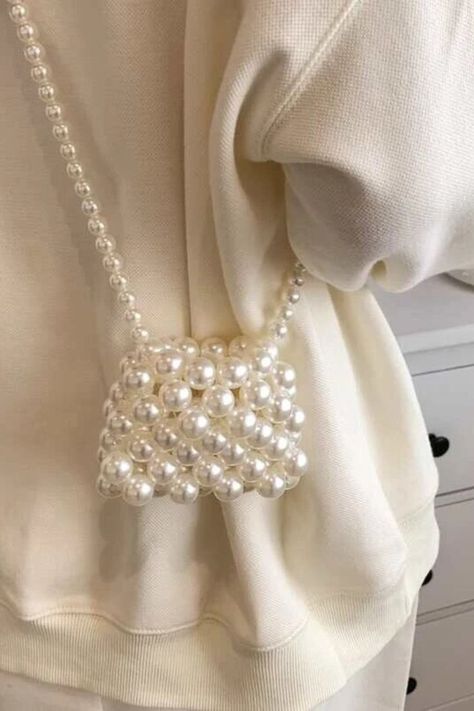 [Sponsored] Wedding Bags, Bridal Bags, Wedding Pearl Bags, Mini Faux Pearl Beaded Crossbody Bag. #clutchbagdesignideas