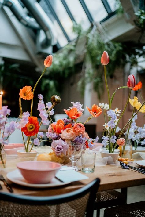 Floral Wedding, Floral Arrangements, Boho, Floral, Spring Wedding, Colorful Wedding Flowers, Spring Flowers, Wildflower Centerpieces, Table Flowers