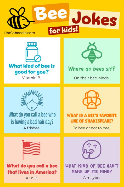 Funny bee jokes for kids. Lunches, Ideas, Kid Friendly Jokes, Kids Jokes And Riddles, Jokes For Kids, Kid Jokes, Silly Jokes, Children Jokes, Funny Jokes For Kids