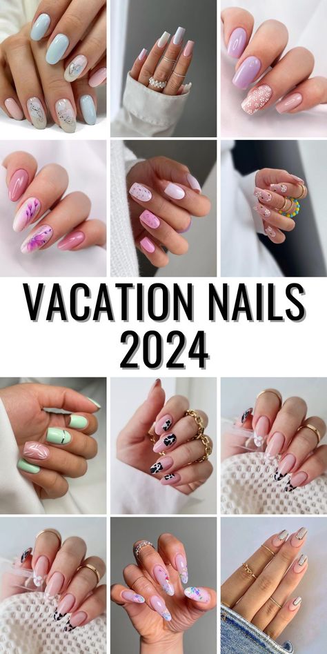 Vacation nails 2024 for Spring offer a fresh perspective on trendy nail designs. From bright and fun to simple and elegant, these nails are perfect for any mood or occasion. The combination of natural nails with a splash of color creates a look that's both casual and classy. Casual, Summer, Ideas, Fresh, Vacation Nail Designs, Summer Vacation Nails, Vacation Nails, May Nails, New Nail Trends