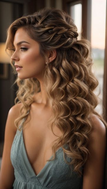 Easy Homecoming Hairstyles, Easy Formal Hairstyles, Fancy Updos, Formal Hairstyles For Long Hair, Prom Hairstyles For Long Hair, Prom Hairstyles Down, Ball Hairstyles, Loose Curls Wedding, Curled Hairstyles For Medium Hair