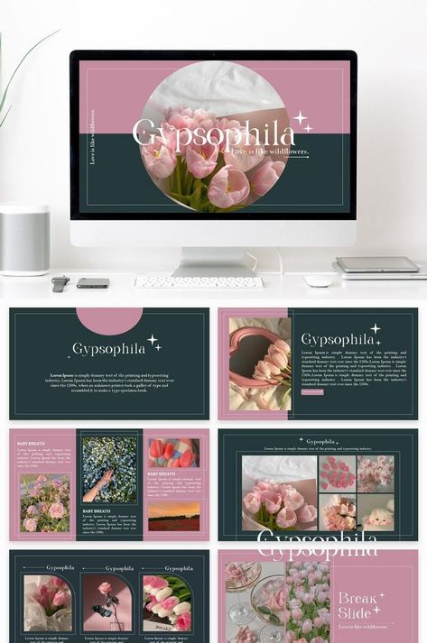 Gypsophilia Pink Green Powerpoint Template Pink#pikbest#powerpoint Web Design, Cute Powerpoint Templates, Power Points, Template Design, Pptx Templates, Powerpoint Design Templates, Powerpoint Designs, Power Point Slides, Cool Powerpoint Templates