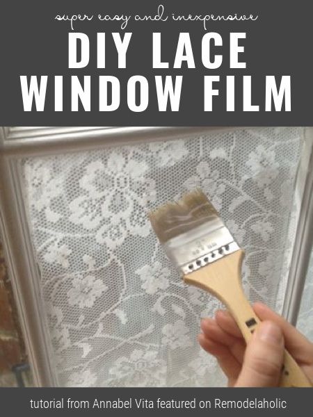 This is so easy! Follow this tutorial for great results on a Lace Window Film for privacy. By Annabel Vita on Remodelaholic. Windows, Diy Lace Window, Diy Window, Diy Vintage Decor, Window Coverings Diy, Diy Lace Privacy Window, Diy Frosted Glass Window, Decorative Window Film, Decoupage Diy