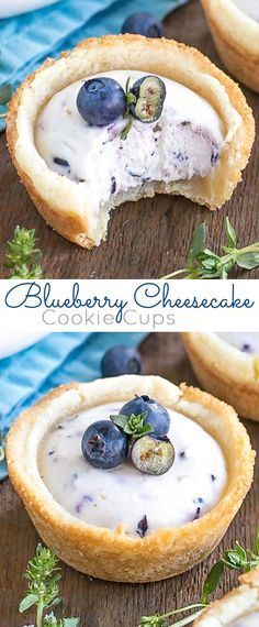 These Blueberry Cheesecake Cookie Cups make the perfect use of those fresh summer berries! | livforcake.com Desserts, Dessert, Snacks, Summer Desserts, Cheesecakes, Cake, Cheesecake Recipes, Brownies, Pie