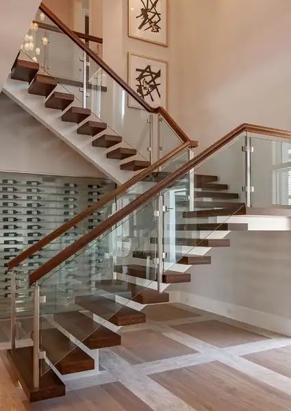 Interior, Staircase Glass Railing, Modern Stair Railing, Staircase Glass Design, Staircase Railing Design, Glass Railing, Glass Stairs, Curved Staircase, Stair Railing Design
