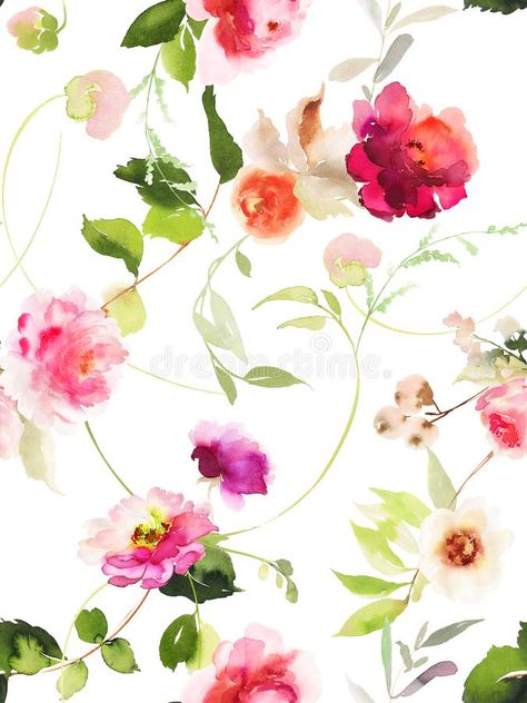 Download Seamless Summer Pattern With Watercolor Flowers Stock Illustration - Illustration of floral, design: 105244514 Watercolour Flowers, Floral, Flower Backgrounds, Watercolor Background, Colorful Flowers, Watercolor Floral Pattern, Watercolor Flowers Pattern, Watercolor Floral Print, Watercolor Flowers