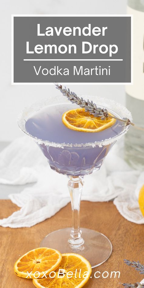 A lavender lemon drop vodka martini is a light, refreshing and totally delicious spring cocktail. Blending the unmistakeable flavour of lavender with a bright splash of lemon and sweet orange, this lavender lemonade vodka cocktail is perfectly balanced. So if you’re looking for spring drink ideas, I recommend making this mixed drink with homemade lavender simple syrup, vodka and triple sec. Vodka and triple sec pair up with lemon to make this delicious lavender lemon drop vodka martini. #... Dessert, Vodka Drinks, Wines, Margaritas, Vodka, Martinis, Gin Lemon Drop Martini, Vodka Cocktails, Lemonade Vodka Cocktail