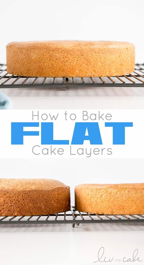 Learn how to bake flat cakes every single time! A simple tutorial on how to make sure your cakes come out nice and flat straight out of the oven. | livforcake.com Fondant, Dessert, Cupcakes, Cake, Pie, Cake Decorating Techniques, Cake Decorating Tips, Bake Flat Cakes, How To Make Cake