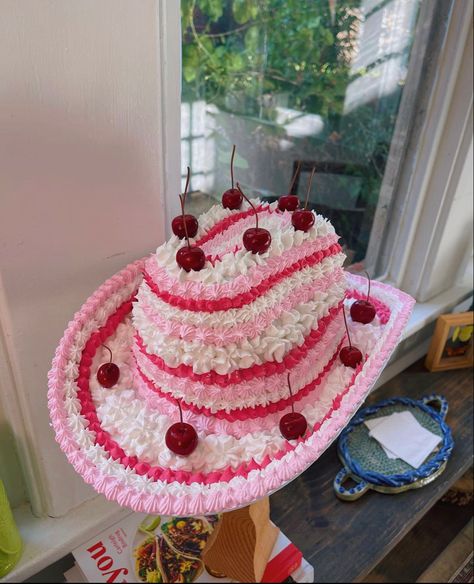 Cake, Birthday, Hat Cake, Fake Cake, Pretty Cakes, Western Cakes, Hat Designs, Cute Crafts, Fake Food