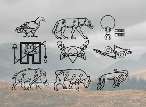 Pictish Symbols Explained: 14 Pictish stones in Scotland and the meaning of their symbols | The Scotsman Scotland, Symbols, Couture, Bull Symbol, Symbolic Tattoos, Pictish Warrior, Scotland Tattoo, Picts, Animal Symbolism