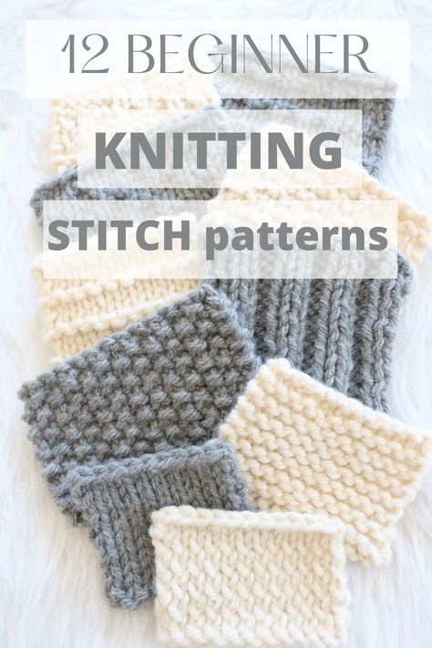 beginner knit stitch patterns Couture, Amigurumi Patterns, Diy, Crochet, Intermediate Knitting Patterns, Types Of Knitting Stitches, Beginner Knitting Pattern, Beginning Knitting Projects, Knitting Basics