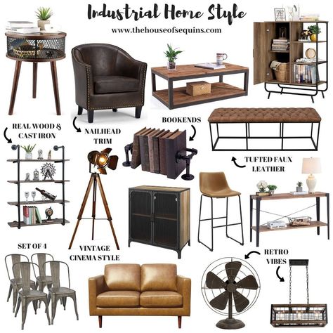 Interior, Industrial Furniture, Industrial Interior Design, Home Décor, Industrial Style Living Room, Industrial Style Decor, Industrial Livingroom, Modern Industrial Living Room, Modern Industrial Decor