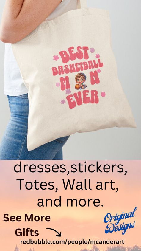 Funny retro best basketball mom ever, available on mugs, t-shirts, tote bags,  tank tops, throw pillows and a large selection of gifts.