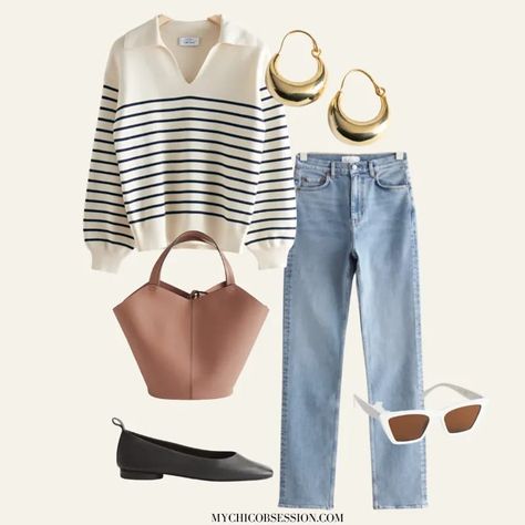 Just enough warmth for the changing temps and just enough chic to elevate your outfit without looking too dressy, a striped sweater is high on the list when it comes to what you should have in your wardrobe for spring. Whether you pair it with classic white jeans for day or a slip skirt for night, here you’ll find 8 versatile ways to wear this must-have piece! #stripedsweateroutfit Casual Chic, Jeans, Outfits, Summer, Stripped Sweater Outfit, Striped Sweater Outfit, Striped Sweater Dress, Spring Sweater Outfits, Stripped Sweater