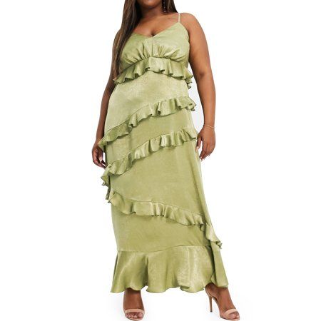 Features Satin Slip Dress Deep V Neck sleeveless, spaghetti straps, high waist, satin plus size long dress. Matrial: 100% Polyester, Lightweight, comfortable and breathable Color: Black, Green Size: XL, 2XL, 3XL, 4XL(Please read our size chart carefully before purchasing.) Occasions: This plus size formal dress fits different body frames, great for wedding guest, bridesmaid, cocktail, party, dating, homecoming, club, night out and daily wear. Suitable for spring, fall and summer, and can also be Tiered Ruffle Dress, Ruffle Cami Dress, Satin Slip Dress, Slip Dress, Satin Maxi Dress, Sleeveless Dress Summer, Plus Size Satin Dress, Satin Dresses, Cami Dress