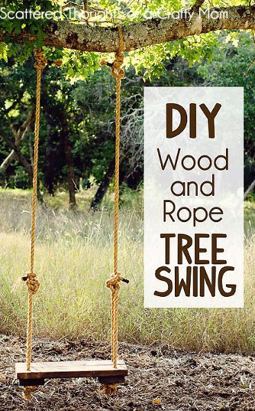 Your yard just isn’t complete without a swing. Dad will love this easy DIY tree swing as much as the kids will love playing! Outdoor, Wood Tree Swing, Wood Diy, Wood Swing, Outdoor Diy Projects, Wood Tree, Outdoor Wood, Diy Tree, Woodworking For Kids