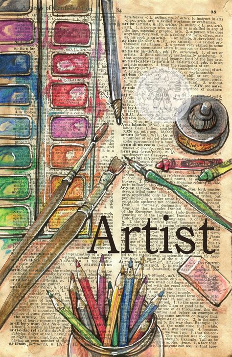 flying shoes art studio Painting & Drawing, Art Lessons, Decoupage, Art Journals, Newspaper Art, Book Page Art, Dictionary Art, Art Journal Inspiration, Art Journal Pages