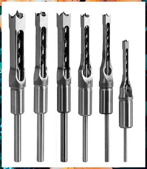 Square Hole Mortise Chisel Drill Bit Tools, HSS Woodworking Hole Saw Mortising Chisel Drill Bit Set Twist Drill, Different Sizes 1/4" 5/16" 3/8" 1/2" 9/16" 5/8"(6pcs) Garages, Workshop, Organisation, Emo Style, Woodworking Drill Bits, Wood Drill Bits, Hole Saw, Wood Chisel Set, Drill Bit Sizes