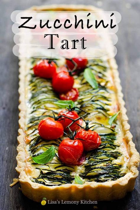 Easy zucchini and feta tart is a delicious vegetarian recipe for any time of the day and perfect with a side salad. Brunch, Strudel, Tart, Quiche, Fruit, Healthy Recipes, Sandwiches, Easy Zucchini, Zucchini Tart