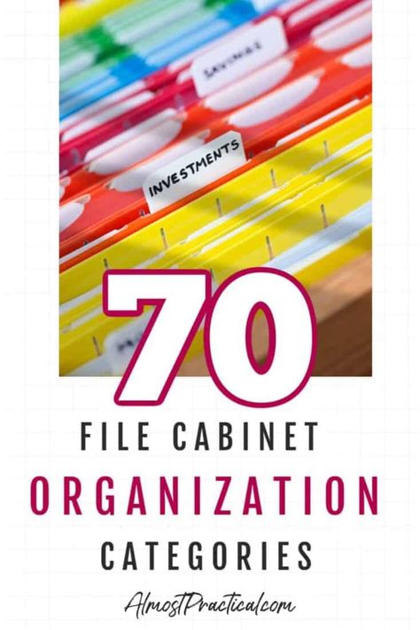 Use this massive list of 70 file cabinet organization categories to file away all that paperwork clutter in your home office. Household File Categories, How To Organize Your File Cabinet Home, File Cabinet Categories, How To Organize File Cabinet, Filing Categories Home, Business File Categories, File Cabinet Labels, How To Organize A Filing Cabinet, Organize File Cabinet