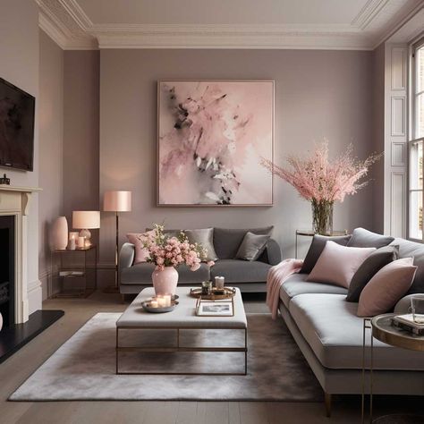 Pink Home Decor Living Room, Neutral And Pink Living Room, Pink Living Room Ideas, Pink Gray And White Bedroom Room Ideas, Pink Living Room Decor, Pink Living Room Designs, Pink Home Decor Ideas, Pink Living Room, Pink And Gold Living Room Ideas