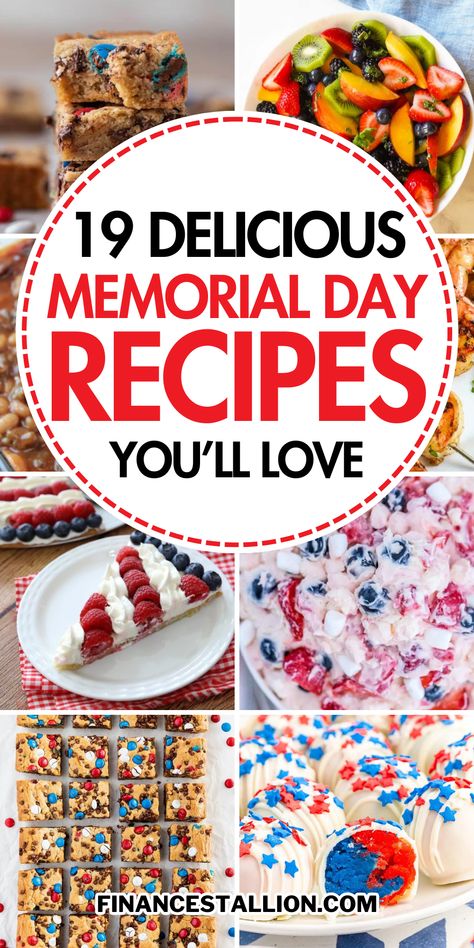 Memorial Day recipes are here! Get ready for the holiday with our Memorial Day BBQ recipes and patriotic desserts. Dive into our easy Memorial Day appetizers, Memorial Day grilling recipes, and red, white, and blue recipes perfect for the occasion. Explore our vegan Memorial Day meals and gluten-free Memorial Day dishes. Don’t forget to check out our Memorial Day cocktails and firework-themed treats to kick off summer in style. Grilling Recipes, Patriotic Desserts, Holiday Feast, Memorial Day, Patriotic Decorations, Themed Treats, Diy Patriotic Decorations, Bbq Recipes, Special Day