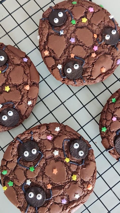 Brownie cookies (or Brookies as some call it) featuring soot sprites from Spirited Away.