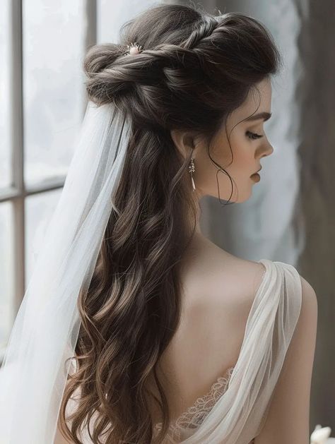 48 Marvelous Long Hair Wedding Hairstyles for Brides in Spring 2024 Wedding Dress, Wedding Hairstyles For Long Hair, Bridal Hair Half Up, Bridal Hair Down, Bride Hairstyles For Long Hair, Wedding Hairstyles With Veil, Bride Hairstyles For Long Hair Brunette, Wedding Hair Half, Bride Hair Down