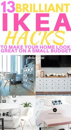 13+ Amazing IKEA Hacks to Make Your Home Look stunning on a small budget. Transform your bedroom, living room or kitchen with these clever and simple IKEA hacks. Hacks for dresser, bookshelves and storage closet. These hacks also include tips for your mudroom, entertainment centre and bathroom. #ikeahacks #ikeakitchen #ikeahacks #diyikeahack #ikeabedroom Ikea, Upcycling, Interior, Ikea Hacks, Ikea Hack Storage, Ikea Desk Hack, Ikea Furniture Hacks, Ikea Hack Ideas, Diy Ikea Hacks