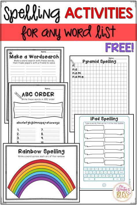 Free spelling activities perfect for any word work center! #wordwork #sightwordactivities #daily5 #teachingreading #mrswintersbliss Sight Words, English, Daily 5, Word Families, Wordpress, Spelling Word Activities, Spelling Practice Activities, Spelling Worksheets, Spelling Word Practice