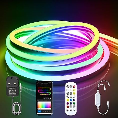 iNextStation RGB Neon LED Strip Light 5M, 12V LED Neon Light IP65 Waterproof Dimmable Flexible with Bluetooth APP/Remote Control Music Sync for Bedroom Wall Kitchen TV Decoration [ No Power Adapter] : Amazon.co.uk: Lighting Airstream, Lights, Decoration, Ideas, Neon, Led Strip Lighting, Led Strip, Flexible Led Strip Lights, Led Lights