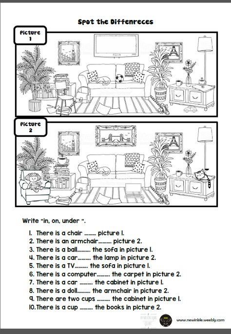 Spot the differences prepositions Teaching, Worksheets, Classroom Language, Find The Difference Pictures, Speech And Language, Reading Writing, Teaching Prepositions, Find The Differences Games, Spot The Difference Printable