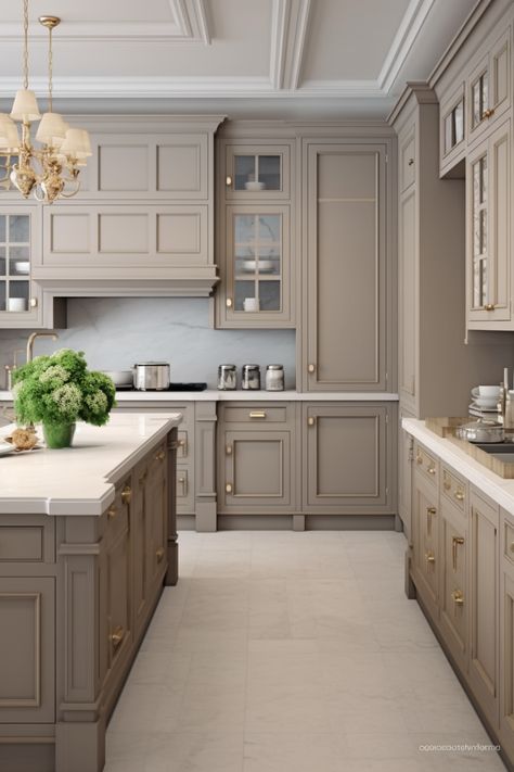 Home Décor, Gray Kitchen Cabinets, Grey Kitchen Cabinets, Cream Colored Kitchen Cabinets, Brown Cabinets Kitchen, Tan Kitchen Cabinets, Beige Kitchen Cabinets, Two Tone Kitchen Cabinets Color Combinations, Cream Cabinets