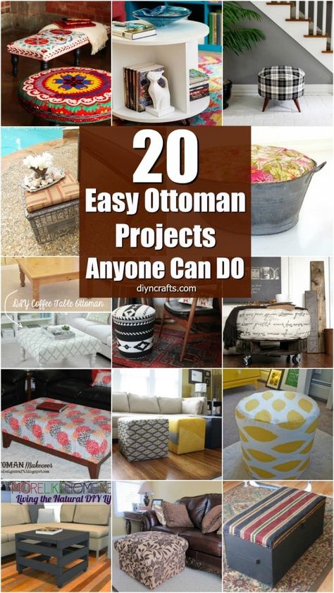20 Fabulously Decorative Ottomans You Can Easily Make Yourself - DIY & Crafts Crochet, Diy, Design, Diy Furniture, Diy Home Décor, Home Décor, Upcycling, Diy Ottoman, Homemade Ottoman