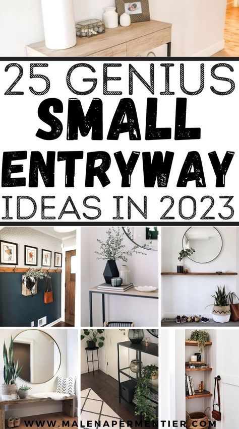 Need inspo on what to do with a small entry? This post shows you 25 creative, easy and stunning small entryway ideas to take inspiration from. Console decor, shelf ideas, solutions for extra narrow spaces, and ways to add in extra storage. Inspiration, Decoration, Design, Small Decor, Small Foyer Ideas, Console, Small Entrance Halls, Hall Decor, Entry Decor
