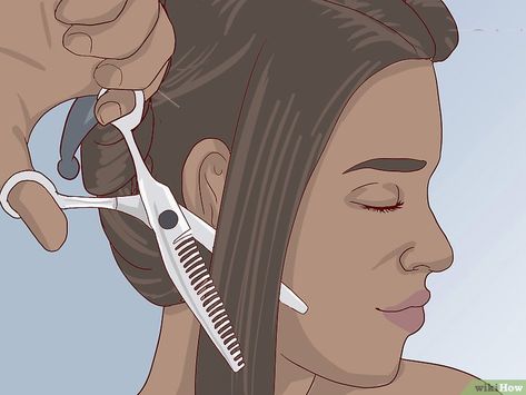 How to Use Hair Thinning Shears (with Pictures) - wikiHow Bobs, Thinning Shears, Hair Thinning Scissors, How To Cut Your Own Hair, Thinning Scissors, Hair Cutting Tools, Hair Cutting Shears, Hair Cutting Scissors, Diy Hair Layers