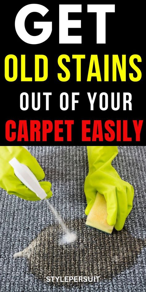 Older carpet stains are more challenging to clean than newer ones. Set-in stains, whether in clothing or on carpets, pose greater cleaning difficulties. Learn how to eliminate old carpet stains easily and... Carpet Stain Removal, Remove Carpet Stains, Clean Carpet Stains, How To Clean Carpets By Hand, Carpet Stain Cleaner, Best Carpet Stain Remover, Homemade Carpet Stain Remover, Diy Carpet Stain Remover, Cleaning Carpet Stains