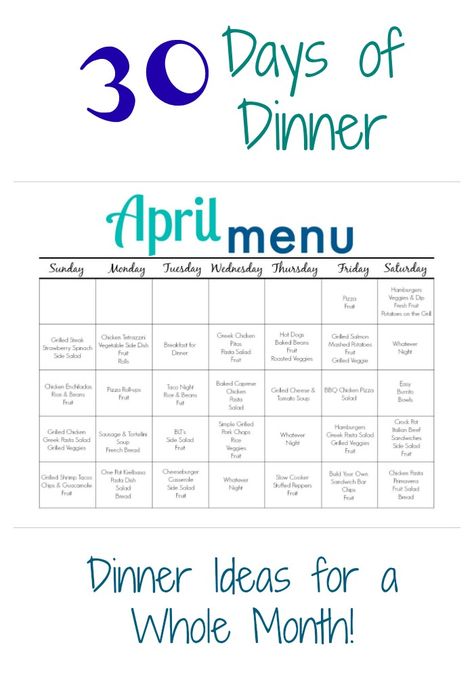 April Meal Plan for Families (Free Printable) - The Chirping Moms Family Meal Planning, Weekly Meal Plan Family, Budget Meal Planning, Meal Planning Board, Monthly Meal Planning, Week Meal Plan, Meal Planning Menus, Meal Planning Printable, Meal Calendar