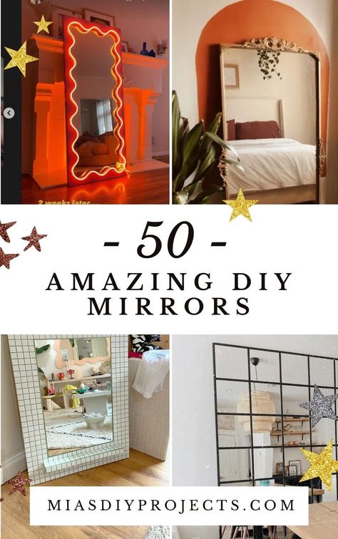 Decoration, Diy, Upcycling, Mirror Makeover Diy, Diy Mirror Frame Ideas Bedrooms, Diy Wall Mirror Ideas, Mirror Makeover, Diy Bedroom Mirror, Diy Mirror Wall