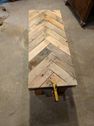 Reclaimed Pallet Wood Herringbone Outdoor Bench : 11 Steps (with Pictures) - Instructables Wood Pallet Furniture, Reclaimed Wood, Reclaimed Wood Benches, Reclaimed Pallet Wood, Reclaimed Pallets, Wood Shop Projects, Reclaimed Wood Art, Wood Pallet Projects, Plank