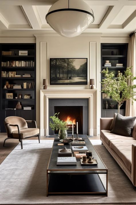 The Perfect Pair: 10 Living Room Ideas with a Fireplace and TV - Melanie Jade Design Rooms Home Decor, Living Room With Fireplace, Living Room And Kitchen Together, Living Room No Fireplace, Living Room Fireplace, Transitional Living Room With Fireplace, Transitional Modern Living Room, Living Room Shelves, Living Room And Kitchen Design