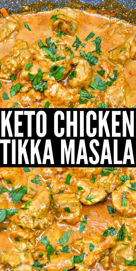 Keto Chicken Tikka Masala - This keto chicken masala recipe is made with an authentic blend of herbs and spices that rivals chef-made dishes. This is a fantastic break from ordinary chicken recipes! #keto #Ketorecipes #Ketodiet #Ketochickentikkamasala #ketotikkamasala #chickentikkamasala #tikkamasala #ketoindianfood #indianfood #dinnerideas #food #recipes Low Carb Recipes, Courgettes, Foodies, Chicken Tikka Masala, Chicken Tikka Masala Recipes, Chicken Tikka, Keto Curry, Keto Indian Food, Keto Chicken