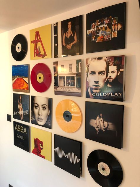 Studio, Home Décor, Record Room, Record Wall Display, Record Room Decor, Music Room Decor, Music Room Wall, Records On Wall Decor, Record Wall Decor Aesthetic