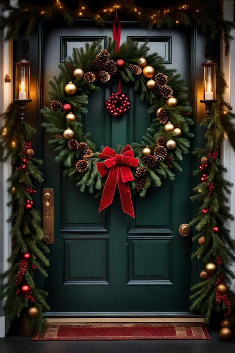 Decoration, Diy, Front Door Christmas Decorations, Christmas Front Doors, Christmas Decorations For Door, Christmas Door Wreaths, Christmas Door Decorations, Christmas Wreaths For Front Door, Christmas Wreath Decor