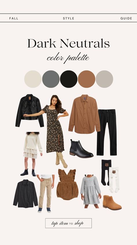 Explore the fall style guide and get ideas on how to style your family and photoshoot this fall. A lot about, color palettes, fall color palettes, fall styling, fall outfits, fall family outfits, and fall color matching #falloutfits #fallfamilyoutfits #fallstyling #coordinatedoutfits #matchingfamilyoutfits Black Clothes Photoshoot Family, Fall Family Pictures Color Pallet, Black Outfits Family Pictures, Family Picture Outfits Black, Fall Outfits For Family Pictures, Family Photo Outfits Black, Family Photos Black Outfits, Casual Fall Family Pictures, Family Of 5 Picture Ideas Older Kids