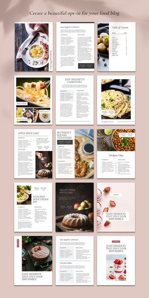 Recipe Ebook template Canva | customizable cookbook Lead magnet Cover | opt-in freebie bundle | E-book food blogger | Marketing Design Want to grow your email list? You could take the recipe you make every day for your family and tern it into an Ebook and share it with the world! Create your own Recipe book with this easy-to-use Canva e-book template. Use it to save your favorite family recipes or as a lead magnet to get more customers! Plus free bonus, I included 16 absolutely free promotional Layout, Food Magazine Layout, Recipe Book Templates, Food Magazine, Recipe Book Design, Food Blog, Cookbook Design, Food Blogger, Cookbook Recipes