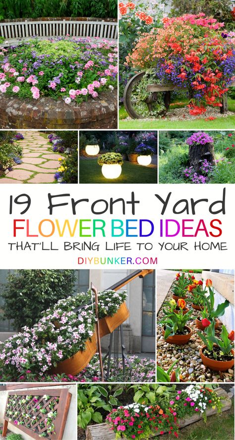 19 Best Front of House Flower Bed Ideas That'll Bring Your Home to Life Bouquets, Gardening, Design, Decoration, Ideas, Exterior, Porch Flowers, Flower Bed Designs, Raised Flower Beds